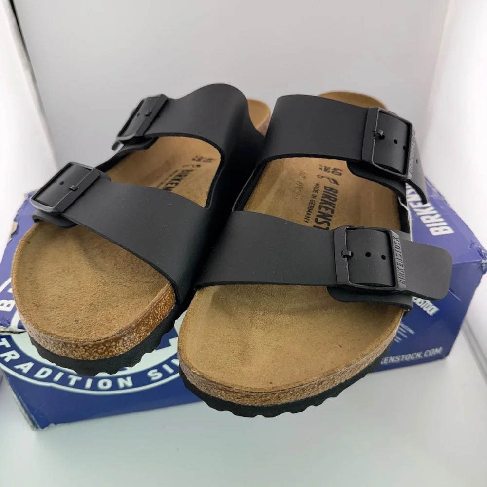 Birkenstock Arizona BS Sandals Womens 9 Mens 7 Black New Two Strap Slide 0051791